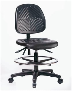 Fisherbrand™ Polyurethane Chair - Medium Bench Height with Medium Back, Seat Tilt, Chrome Foot Ring, and Casters in Polyurethane