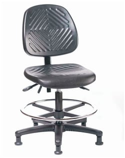 Fisherbrand™ Polyurethane Chair - High Bench Height with Medium Back, Seat Tilt, Chrome Foot Ring, and Casters in Polyurethane