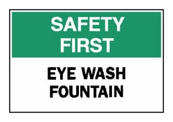 Brady™ <i>Safety First</i> Eye Wash Fountain Sign