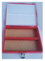 EISCO Microscope Slide Box – 25 Slot Storage Case | Premium Durable Polystyrene, Secure & Dustproof | Laboratory Slide Holder For Patho