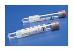 Covidien&nbsp;Monoject&trade; Corvac&trade; Silicone-Coated Tubes with Red and Gray Mottled Stoppers