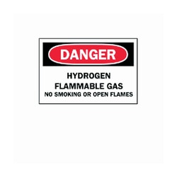 Brady Danger: Hydrogen Flammable Gas No Smoking or Open Flames Signs Plastic;