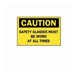 Brady Caution: Safety Glasses Must Be Worn At All Times Signs 10 in. | Buy Online | Brady&trade; | Fisher Scientific
