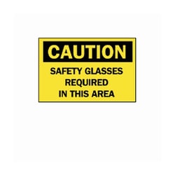 Brady Caution: Safety Glasses Required... Signs:Facility Safety and Maintenance:Signs