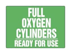 Accuform Signs&nbsp;Full Oxygen Cylinders Ready For Use
