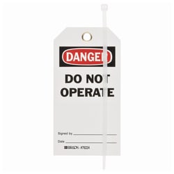 Brady Accident Prevention Tags - Danger Front legend: Do Not Operate; Back