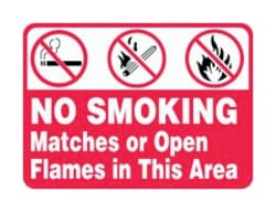 Accuform Signs No Smoking, Matches Or Open Flames In This Area 0.040 Aluminum;