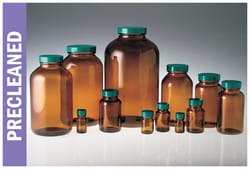 Qorpak&trade;&nbsp;Kaptclean Amber Wide Mouth Packer Bottles &mdash; Thermoset F217 and PTFE