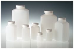 Qorpak™ Natural HDPE Wide Mouth Oblong Bottles — With White Polypropylene Unlined Caps