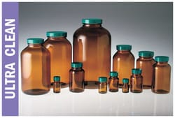 Qorpak&trade;&nbsp;Amber Wide Mouth Packer Bottles, Ultra Clean