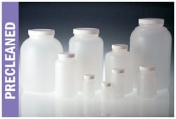 Qorpak™ Natural HDPE Wide Mouth Round Bottles, Cleaned for Metals