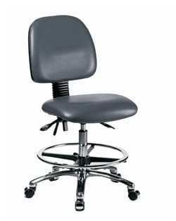 Fisherbrand™ Vinyl Chair Chrome - Medium Bench Height with Medium Back, Seat Tilt, Chrome Foot Ring, and Casters in Grade B Vinyl