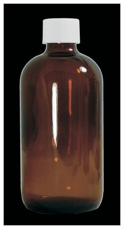 Qorpak&trade;&nbsp;Amber Boston Round Bottles with White Polypropylene Hole Cap and Bonded PTFE/Silicone Septa