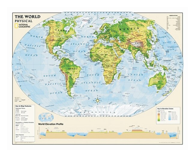 National Geographic Us And World Physical Wall Maps Teaching Supplies Earth And Space - 