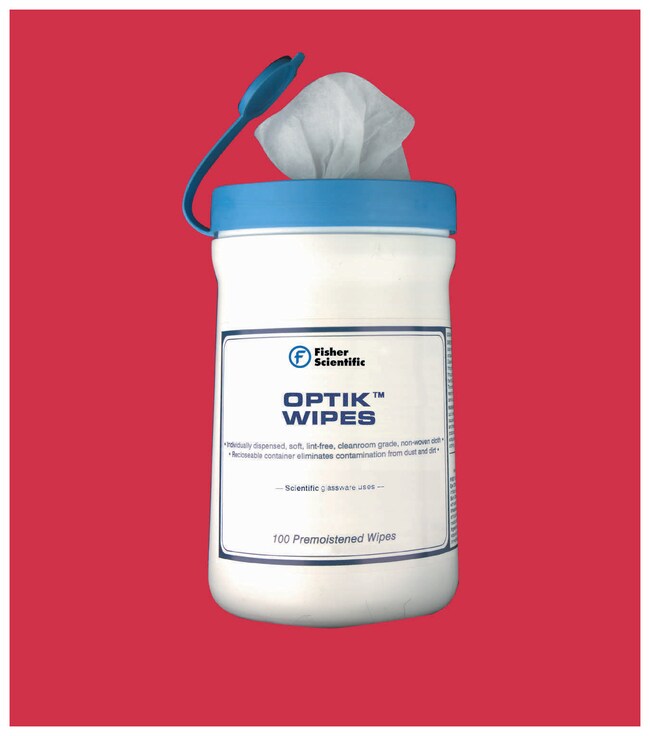 Fisherbrand OptikWipes Wipers 6 x 9 in.; Recloseable Container w/100