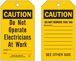 Brady Accident Prevention Tags with Different Fronts and Backs:Facility
