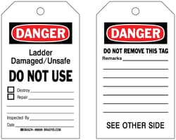 Brady Accident Prevention Tags with Different Fronts and Backs:Facility