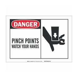Brady™ Alert Sign:s DANGER - PINCH POINTS WATCH YOUR HANDS (w/Picto)