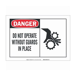 Brady™ Alert Signs: DANGER - DO NOT OPERATE WITHOUT GUARDS IN PLACE (w/Picto)
