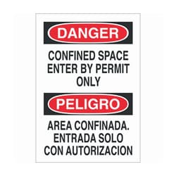 Brady&trade;&nbsp;Bilingual Signs: DANGER CONFINED SPACE ENTER BY PERMIT ONLY