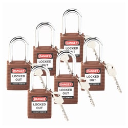 Brady™ Keyed Alike Safety Padlocks with 1.5 in. Shackle, Brown