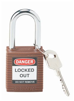 Brady™ Keyed Different Safety Padlocks with 1.5 in. Shackle, Brown