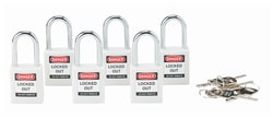 Brady Keyed Alike Safety Padlocks with 1.5 in. Shackle, White