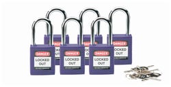 Brady&trade;&nbsp;Keyed Alike Safety Padlocks with 1.5 in. Shackle, Purple