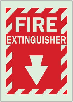 Brady™ Glow-In-The-Dark Fire and Exit Signs: FIRE EXTINGUISHER (W/PICTO)