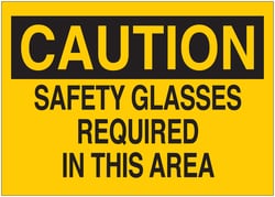 Brady Caution: Safety Glasses Required... Signs:Facility Safety and Maintenance:Signs