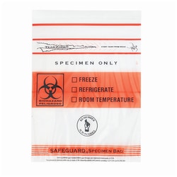 Minigrip SAFEGUARD Specimen Bags with TEARZONE Size: 6 x 9 in.; 1000/Cs.:Facility