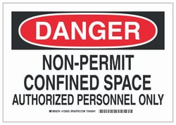 Brady&trade;&nbsp;Sign: NON-PERMIT CONFINED SPACE AUTHORIZED PERSONNEL ONLY