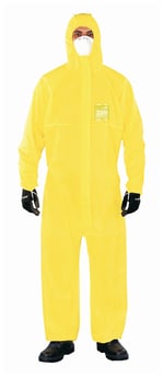 Ansell Alphatec MICROCHEM 68-2300 Yellow Coveralls with Hood Small