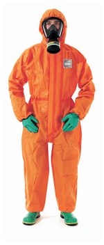 Ansell™ Alphatec™ MICROCHEM™ 68-5000 Orange Coveralls with Hood