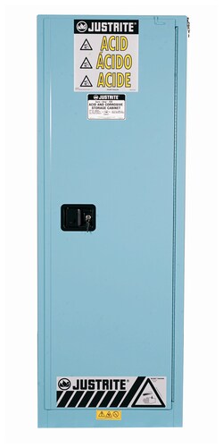 Justrite 22 Gallon Sure-Grip EX Slimline Corrosives/Acid Steel Safety Cabinet With Manual-Closing Doors