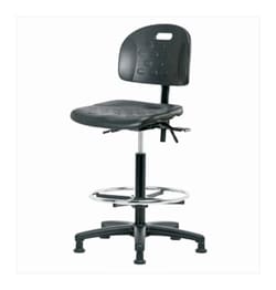 Fisherbrand™ Newport Industrial Polyurethane Chair - High Bench Height with Seat Tilt, Chrome Foot Ring, and Stationary Glides in Polyurethane