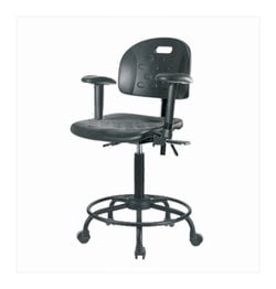 Fisherbrand&trade;&nbsp;Newport Industrial Polyurethane Chair with Round Tube Base - High Bench Height with Adjustable Arms and Casters in Polyurethane