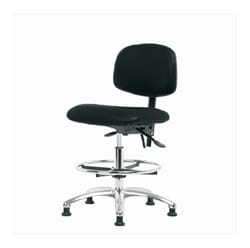 Fisherbrand™ Vinyl ESD Chair - Medium Bench Height with Seat Tilt, Chrome Foot Ring, and ESD Stationary Glides in ESD Vinyl