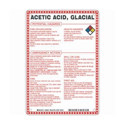 Brady™ Fiberglass Hazard Sign: ACETIC ACID, GLACIAL POTENTIAL HAZARDS