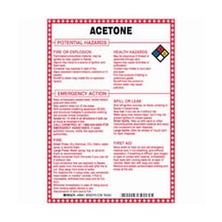 Brady™ Fiberglass Hazard Sign: ACETONE POTENTIAL HAZARDS