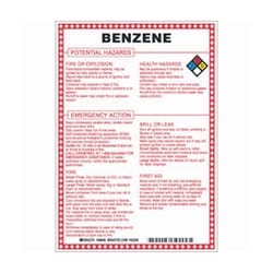 Brady™ Fiberglass Hazard Sign: BENZENE POTENTIAL HAZARDS