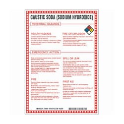 Brady™ Fiberglass Hazard Sign: CAUSTIC SODA (SODIUM HYDROXIDE) POTENTIAL HAZARDS