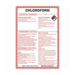 Brady™ Fiberglass Hazard Sign: CHLOROFORM POTENTIAL HAZARDS