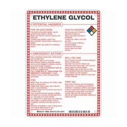 Brady&trade;&nbsp;Fiberglass Hazard Sign: ETHYLENE GLYCOL POTENTIAL HAZARDS