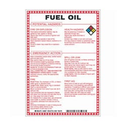 Brady&trade;&nbsp;Fiberglass Hazard Sign: FUEL OIL POTENTIAL HAZARDS