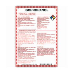 Brady™ Fiberglass Hazard Sign: ISOPROPANOL POTENTIAL HAZARDS