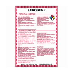 Brady™ Fiberglass Hazard Sign: KEROSENE POTENTIAL HAZARDS
