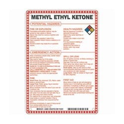 Brady™ Fiberglass Hazard Sign: METHYL ETHYL KETONE POTENTIAL HAZARDS