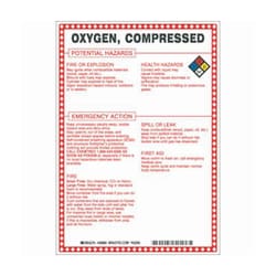Brady&trade;&nbsp;Fiberglass Hazard Sign: OXYGEN, COMPRESSED POTENTIAL HAZARDS
