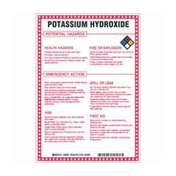 Brady™ Fiberglass Hazard Sign: POTASSIUM HYDROXIDE POTENTIAL HAZARDS